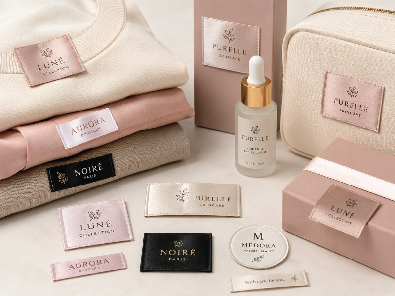 Custom Satin Labels for Clothing, Cosmetics & Brand Packaging