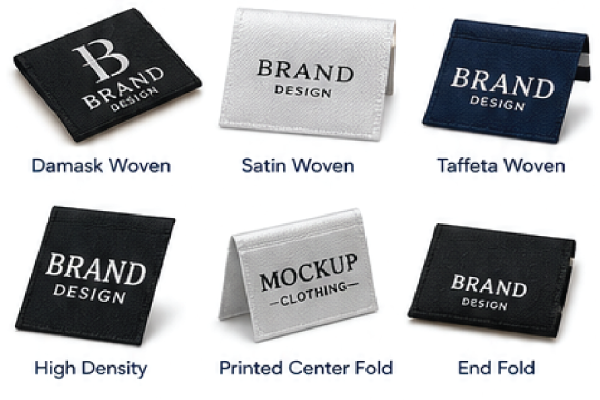 Damask Woven Satin Taffeta High density Printed Center Fold End Fold Label Aproy BD