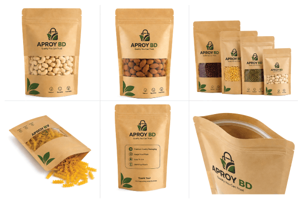 Kraft Window Stand Up Pouches